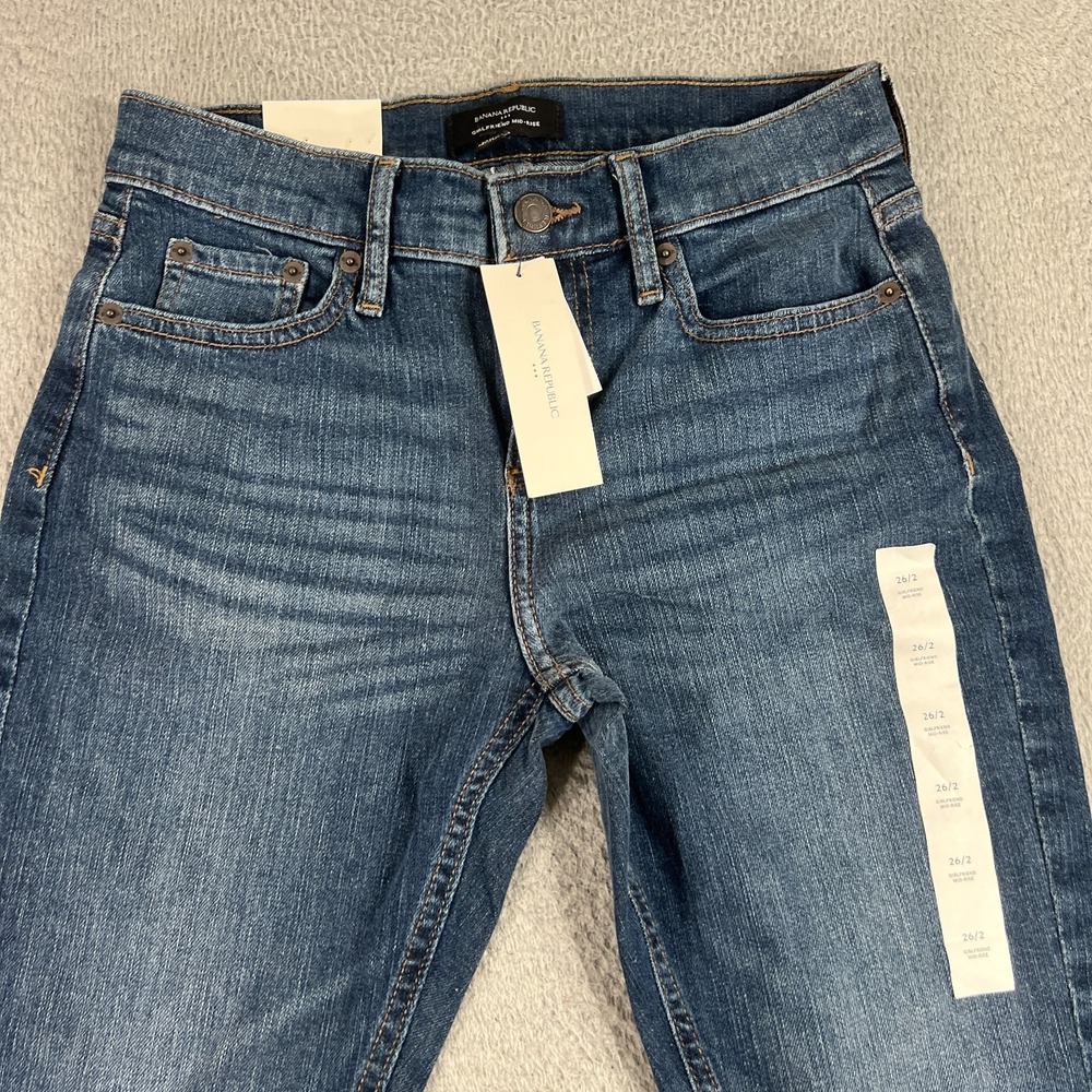 Banana Republic Jeans Womens 2 26 Mid Rise Girlfriend Fit Blue Denim - Picture 2 of 15